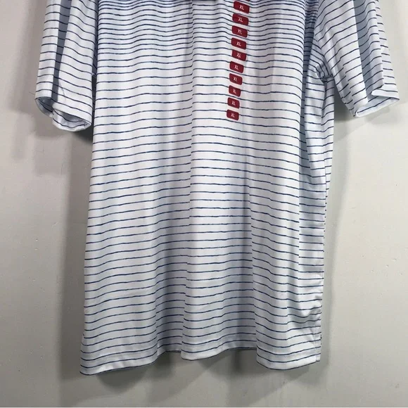 Greg Norman Striped Short Sleeve Polo, Men's Size XL - White/Multi